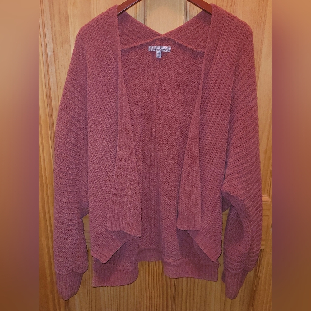 New Lane Tree Burgundy Super Soft Open Cardigan Sweater. Size Medium